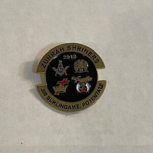 Shriners 2018 Zuhrah Burlingame Potentate Masonic Metal Enamel Lapel Pin